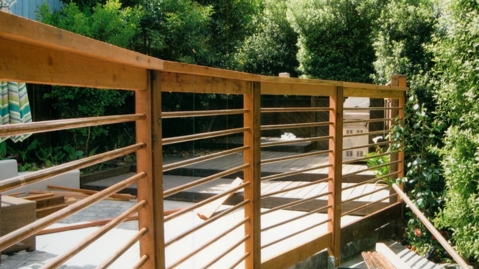 Wooden horizontal slat fence with clean lines